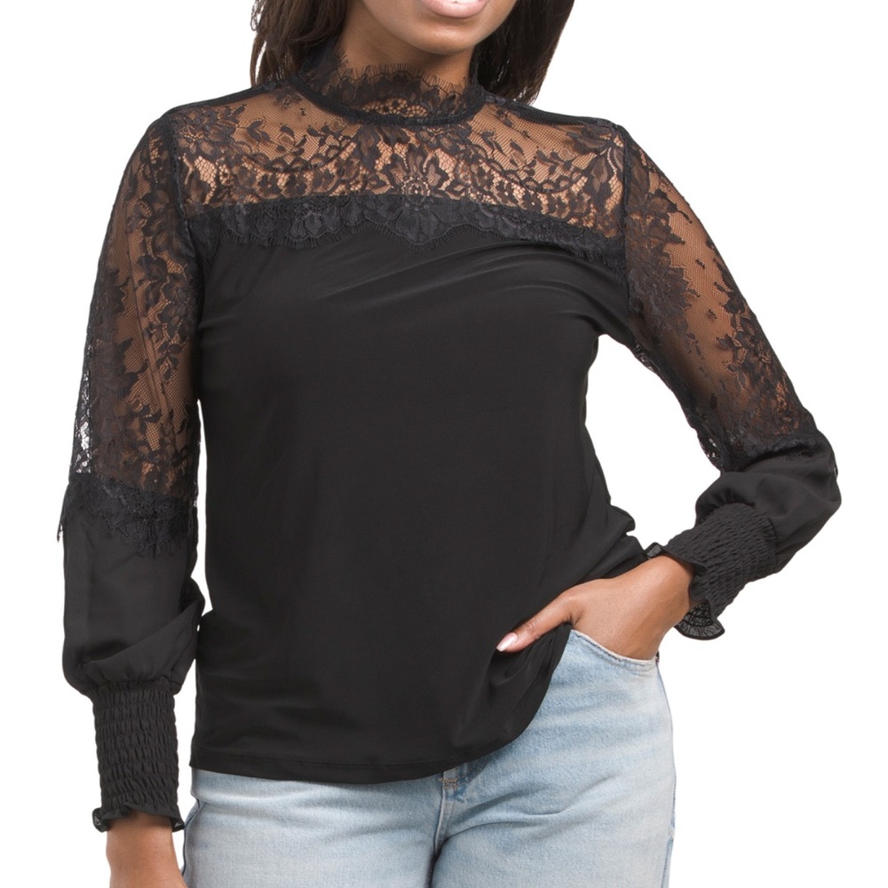 Elegant Black Lace Women's Top